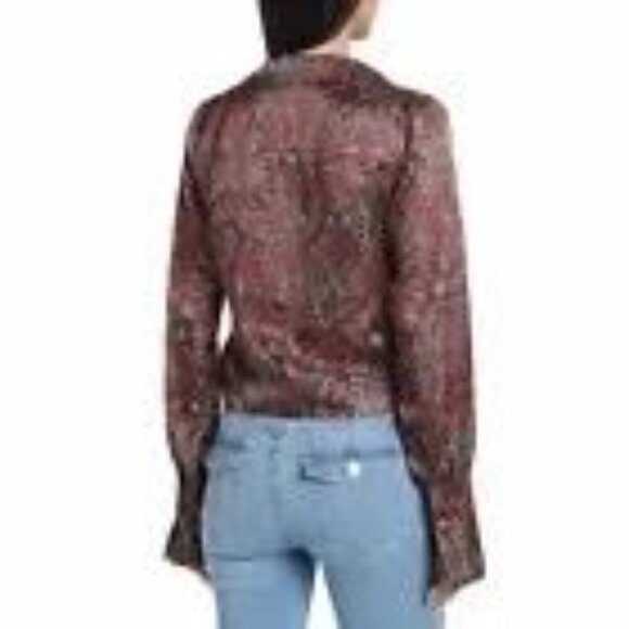 NICHOLAS  V Neck Long Sleeve Blouse US Size 10  Silk Blend  WaterSnake Print - Picture 12 of 12